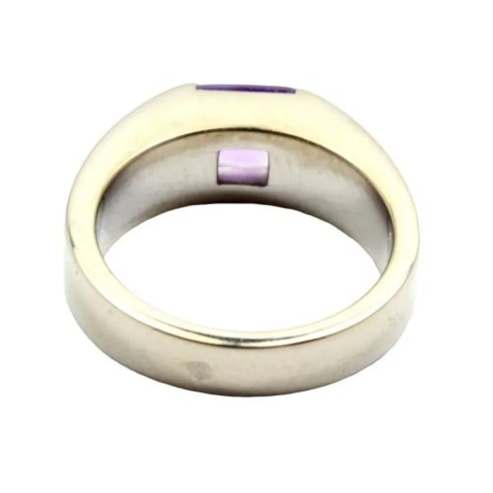 Authentic! Cartier 18k White Gold Tank Amethyst Ring 1999 Sz US 5.25 EU 50​ - Picture 3 of 5